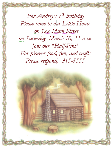 Little House Birthday Invitation Little House on the Pr