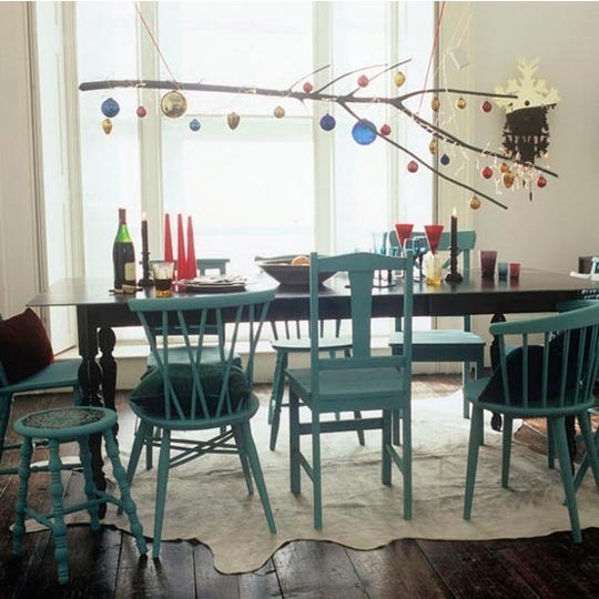 blue mismatched dining chairs via ohdeedoh Mismatched Dining Chairs