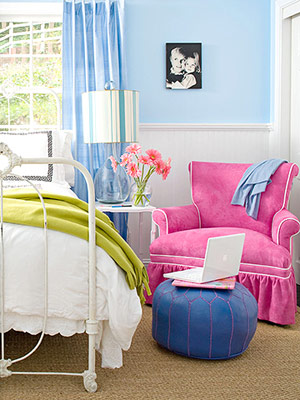 blue bedroom Colorful Home Tour:  Jamie Levitt