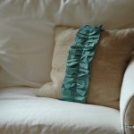 turquoise burlap pillow