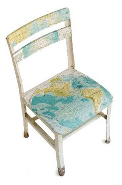 Map decoupaged chair via blog.nj