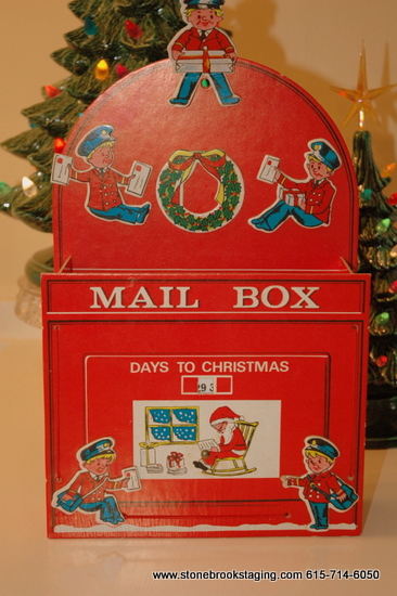Vintage Christmas Mail Box Card Holder