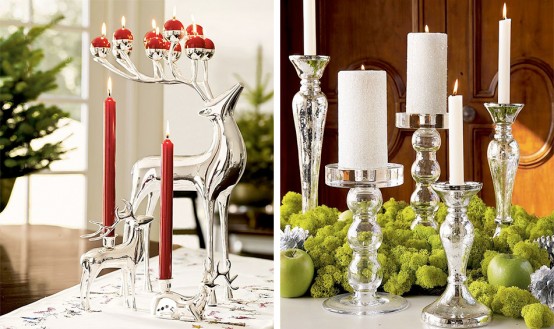 mercury glass and christmas candles via digsdigs