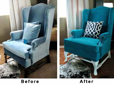 grey wingback reupholster - Fabric Spray Paint