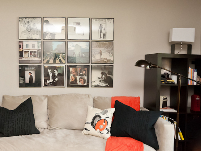 hanging albums wall grouping