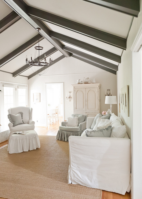 wood beams living room