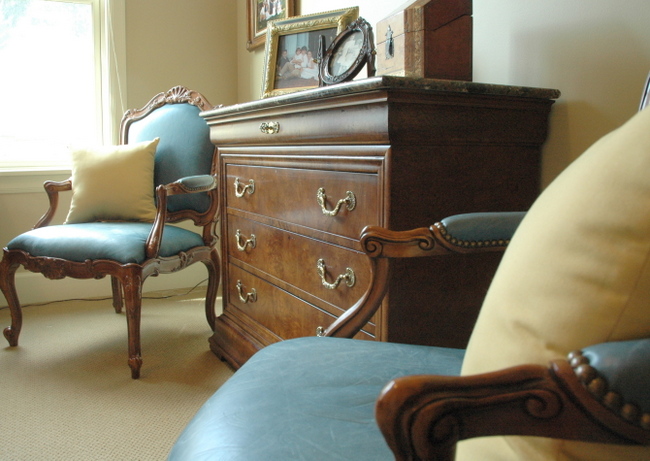 blue leather chairs