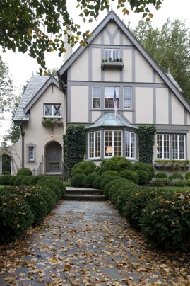 light exterior tudor house