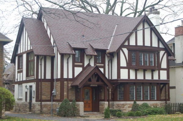 tudor style - brown and white