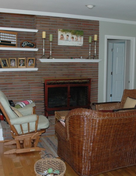 brick fireplace