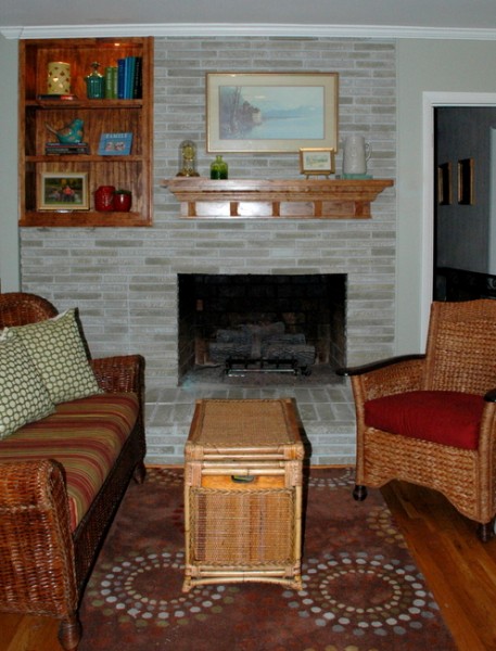 painted fireplace brick