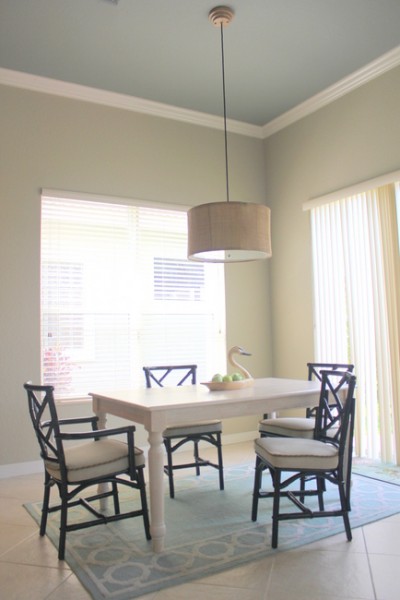 Dining room painted ceiling