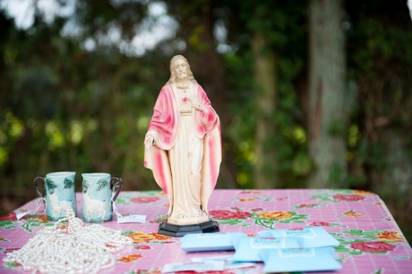 pink jesus statue