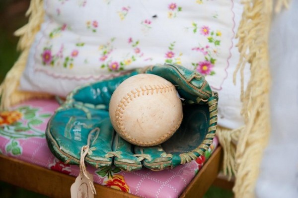 turquoise baseball mitt