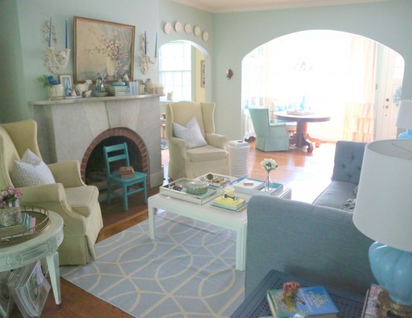 light mint green living room