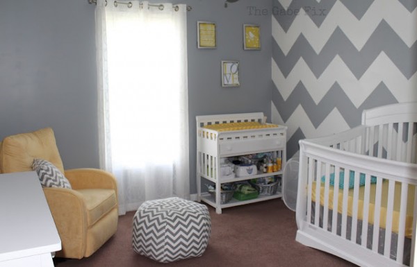 gray white and yellow nursery