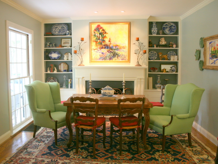 bookcases in dining room The Decorologist