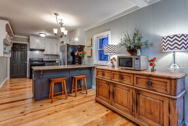 painted wood paneling kitchen cabinets