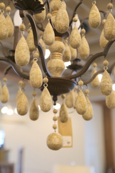 wooden bead chandelier