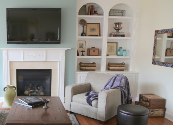 staged bookcases