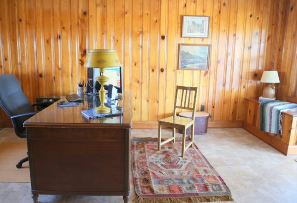 wood paneling office after