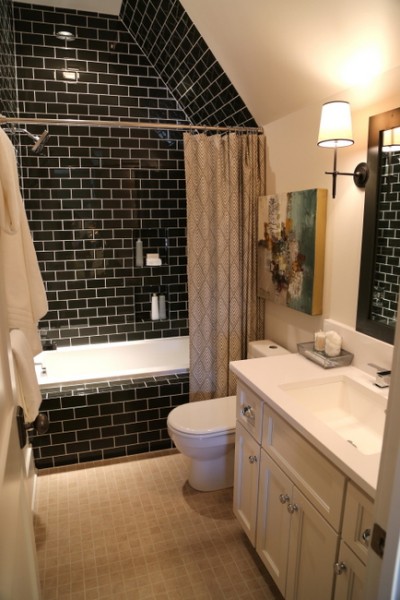 black gray subway tile