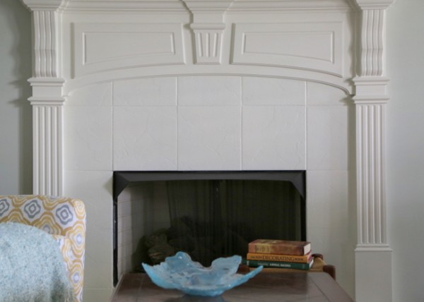 painted tile fireplace