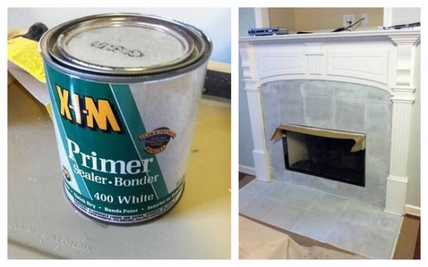 painting tile fireplace