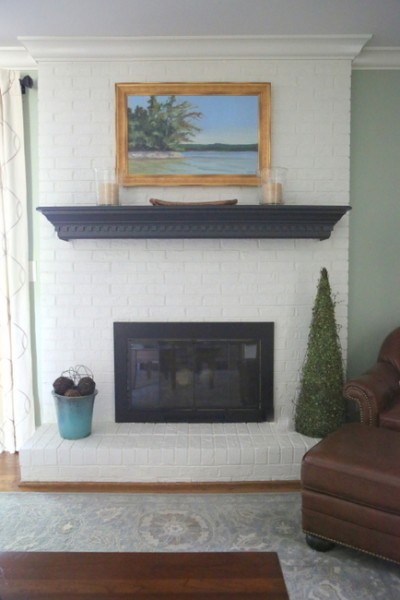 white painted fireplace