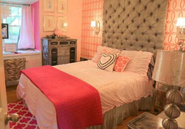 pink and gray girl bedroom