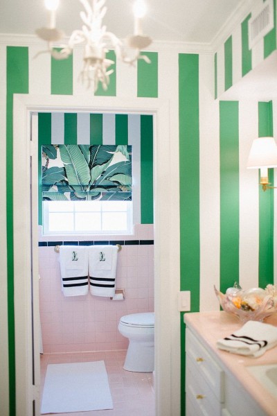 sugar casa cabana stripe bathroom