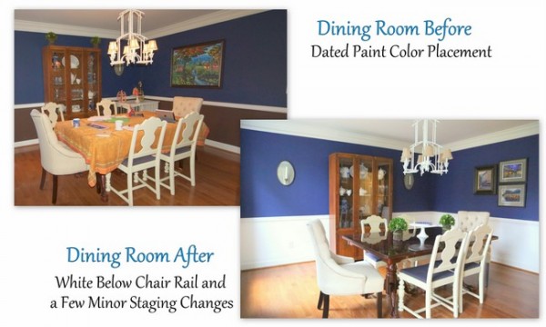 blue dining room staging