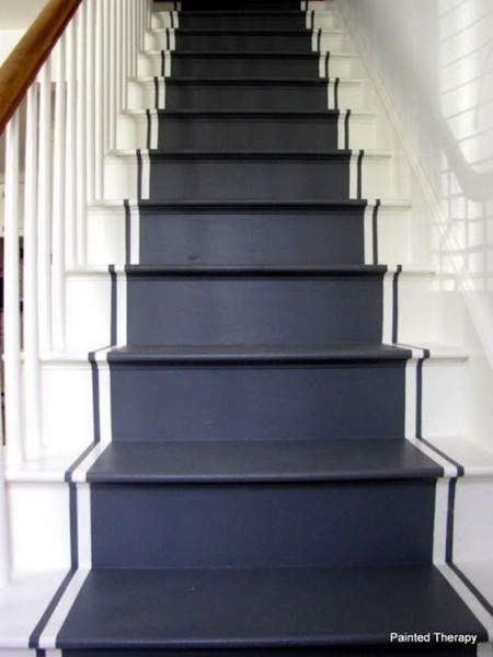 black painted stair runner