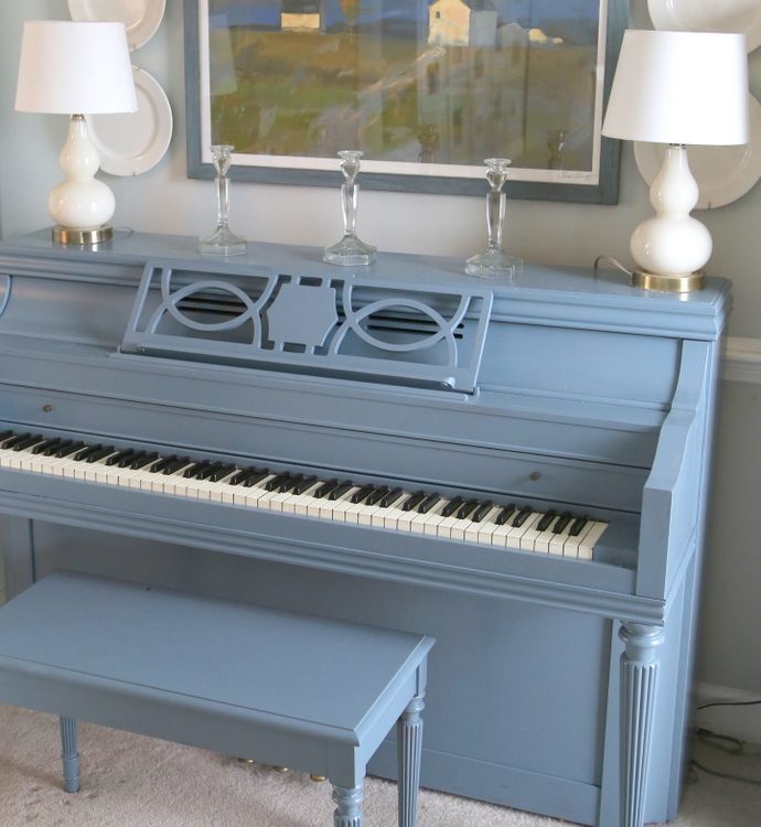 blue painted piano