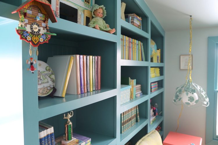blue bookcases