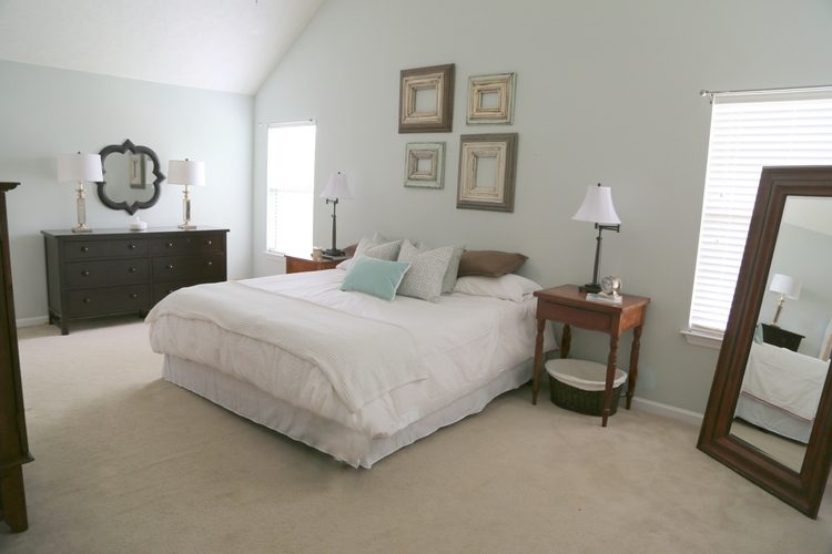 staged master bedroom