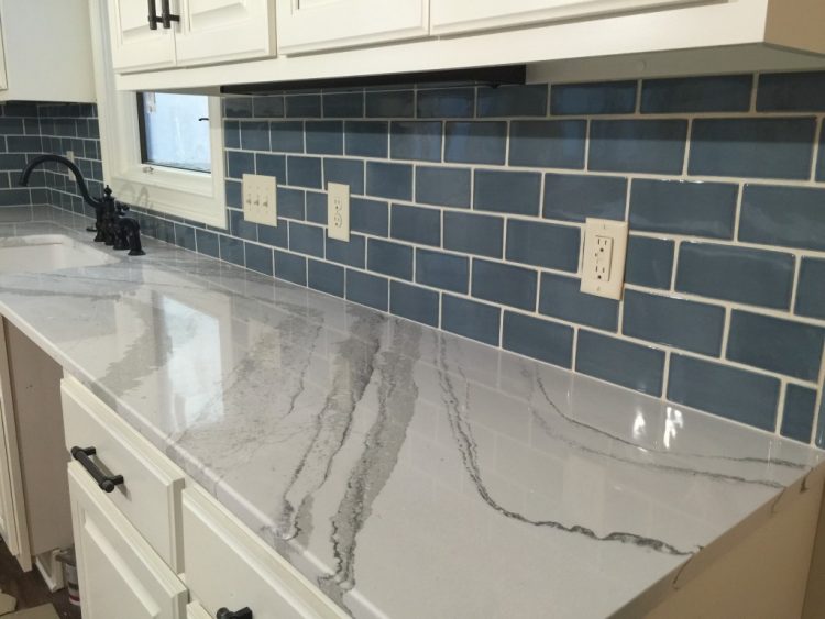 dark kitchen shelves