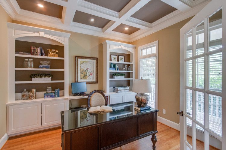 home office bookcase styling