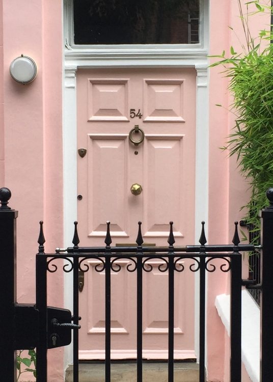 pink front door that looks like Sherwin-Williams Pink Shadow SW0070