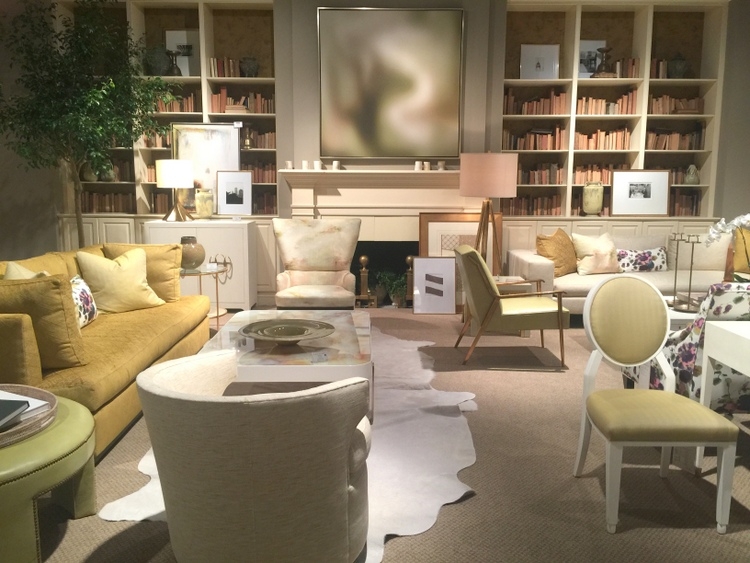 yellow color trend in century furniture showroom at High Point Furniture Market