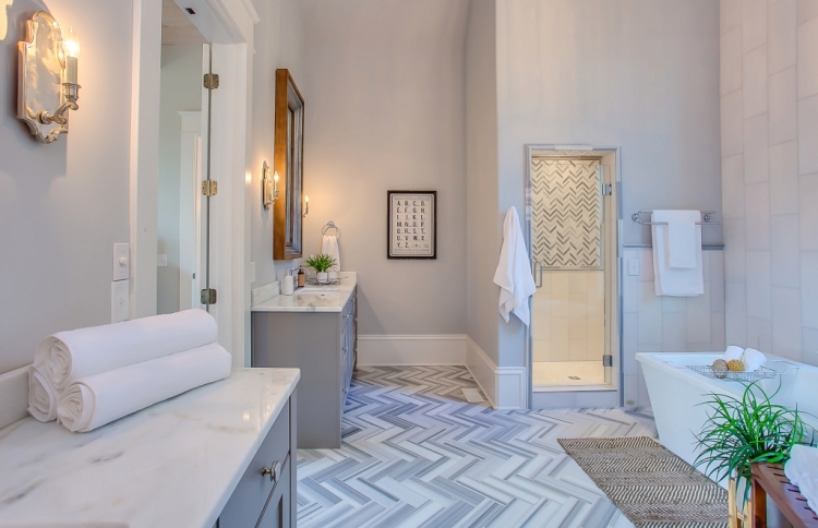 sherwin-williams zircon bathroom to match marble tile