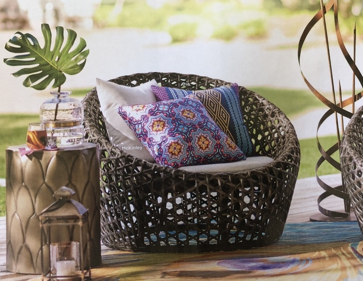 bamboo rattan chair with bohemian cushions