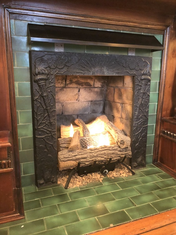 green glazed fireplace tile