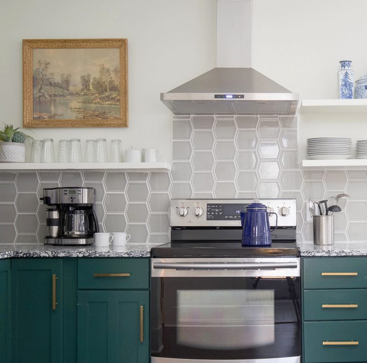 vintage landscape art in kitchen designed by The Decorologist