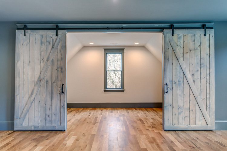 barn doors with dark walls