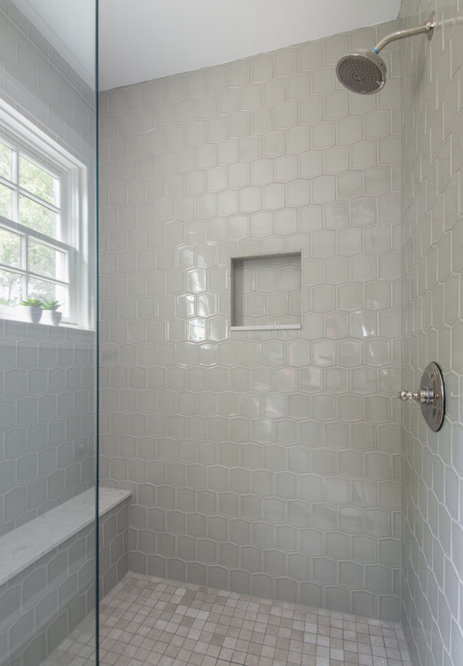 Herringbone Tile Pattern Bathroom Wall