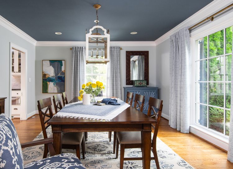 dark blue ceiling design by Kristie Barnett, The Decorologist