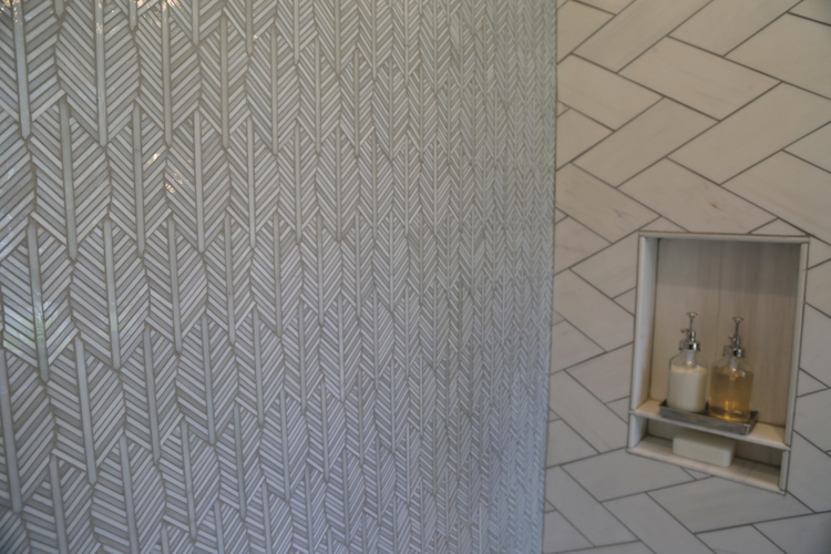 accent tile wall in shower