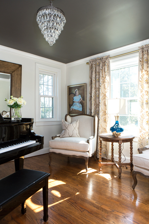 dark ceiling in music room by The Decorologist