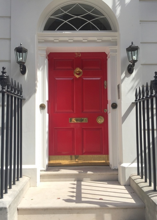 red front door in London